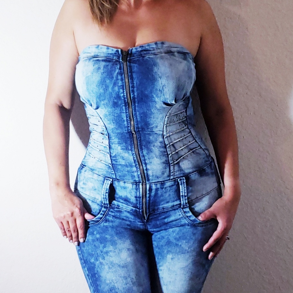 Strapless Jean Overall - Picture 2 of 5
